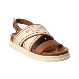 Jimmy Choo Joa Canvas & Leather Sandal, Brown